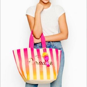 Victoria's Secret "Paradise" Pink/Orange Ombré strip Tote. New in package.